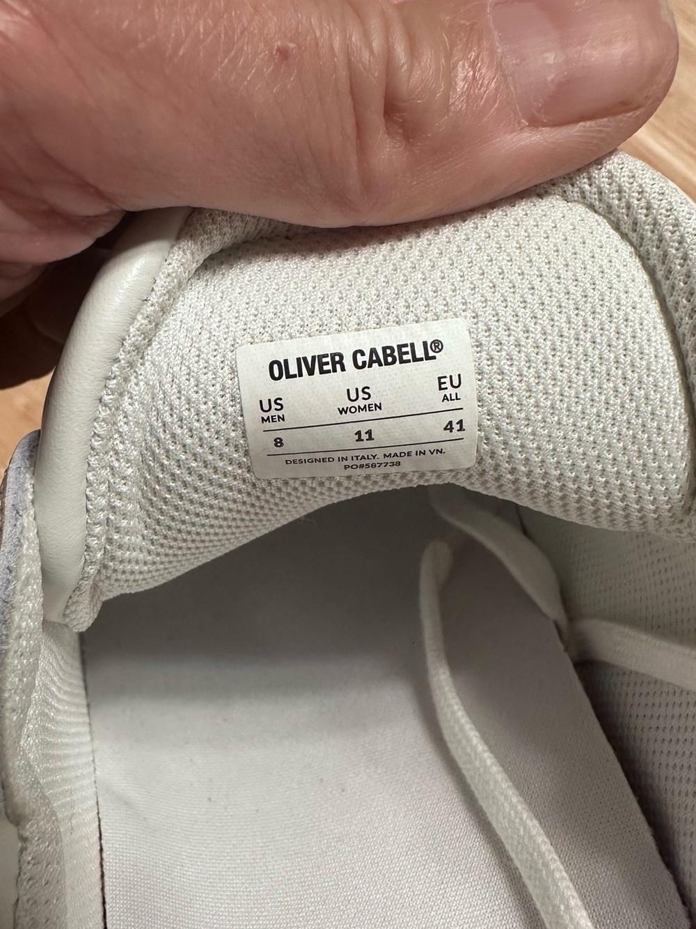 Oliver Cabell Men’s White Leather Low-Top Sneakers - Picture 3 of 3